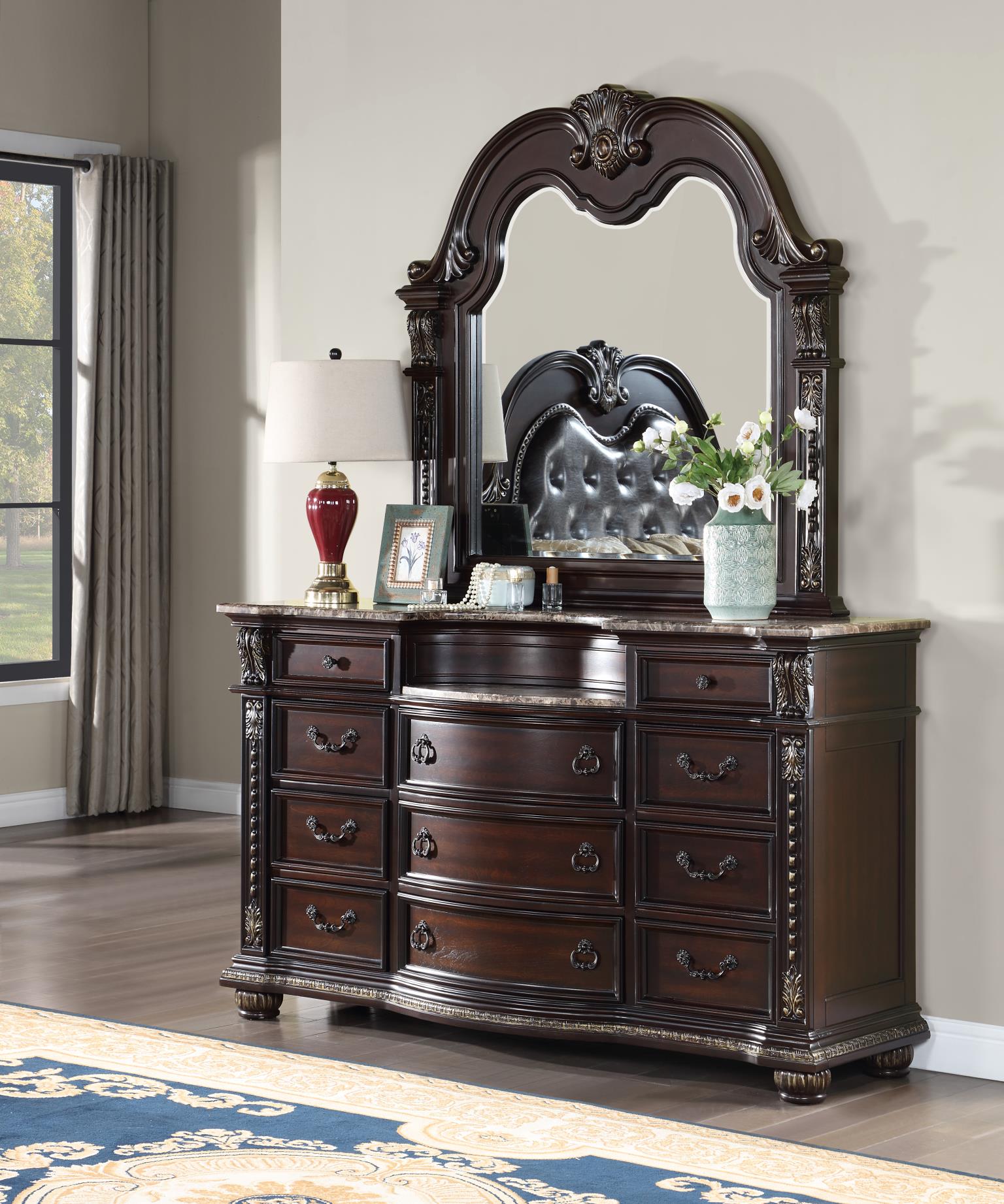 QUEEN BED FRAME - DRESSER - MIRROR - CHEST - NIGHTSTAND view 3