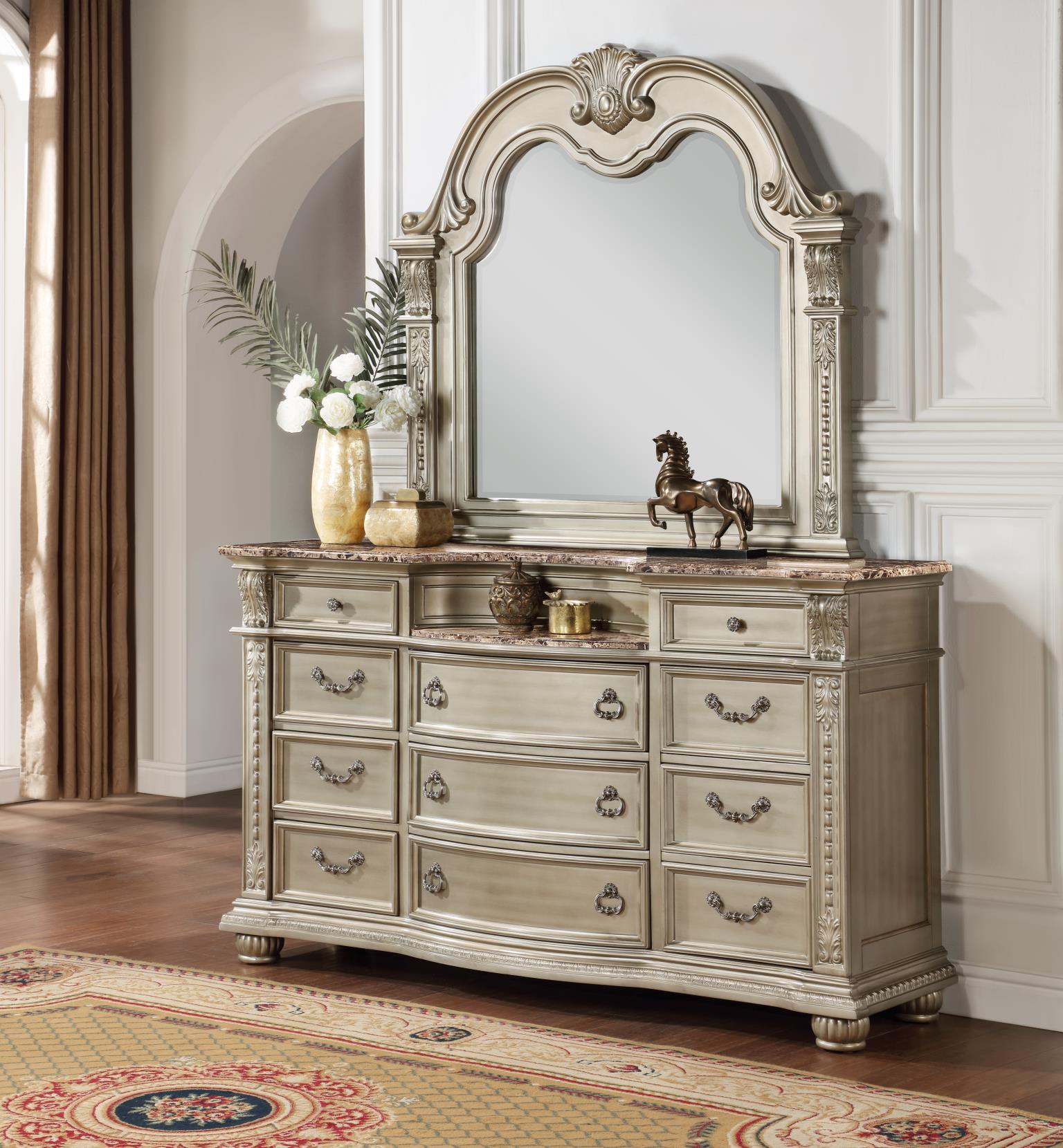 QUEEN BED FRAME - DRESSER - MIRROR - CHEST - NIGHTSTAND view 3