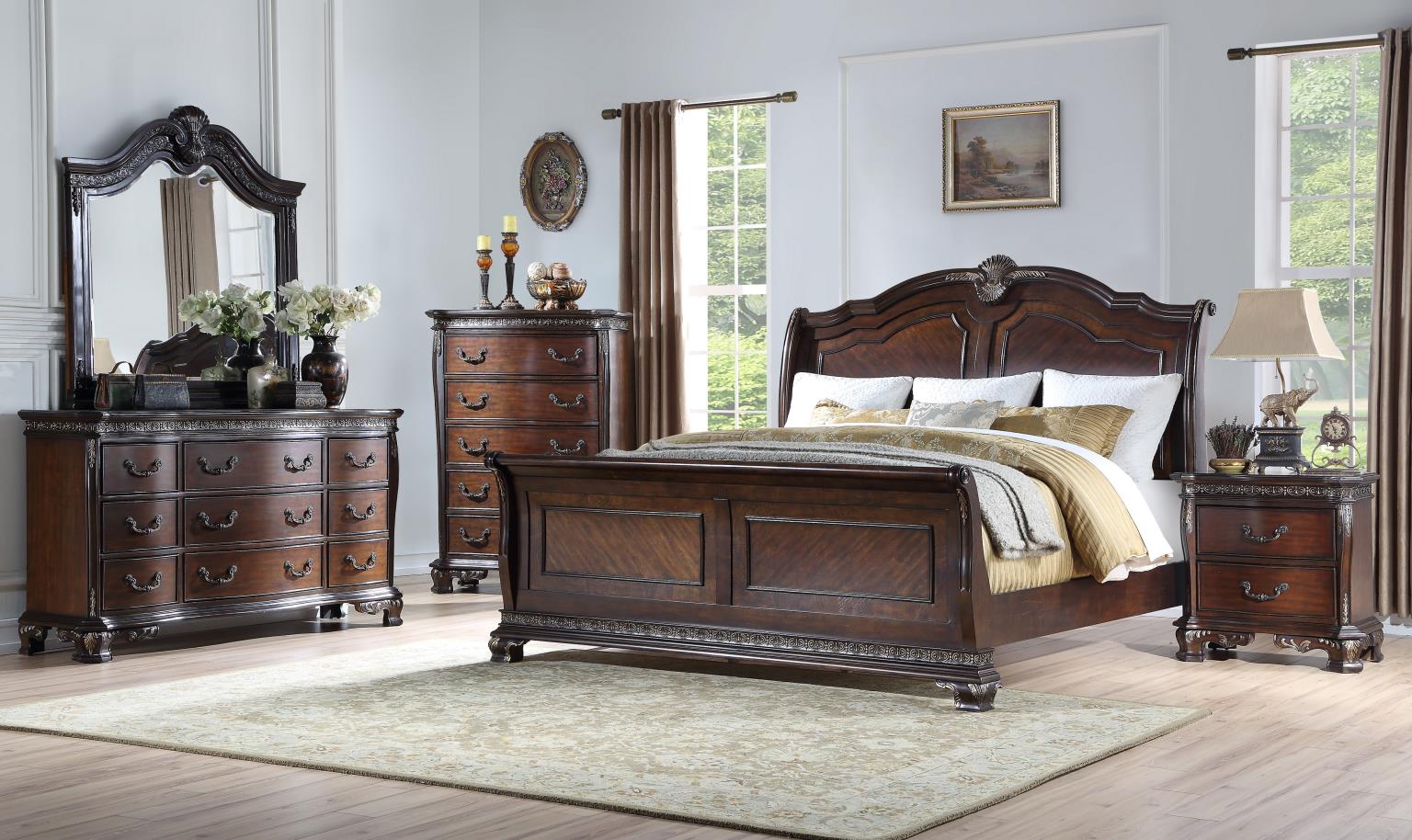 WARM BROWN QUEEN BED