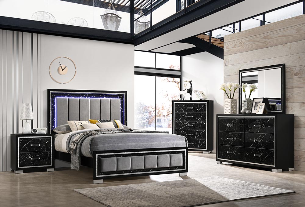 QUEEN BED - DRESSER - MIRROR view 2