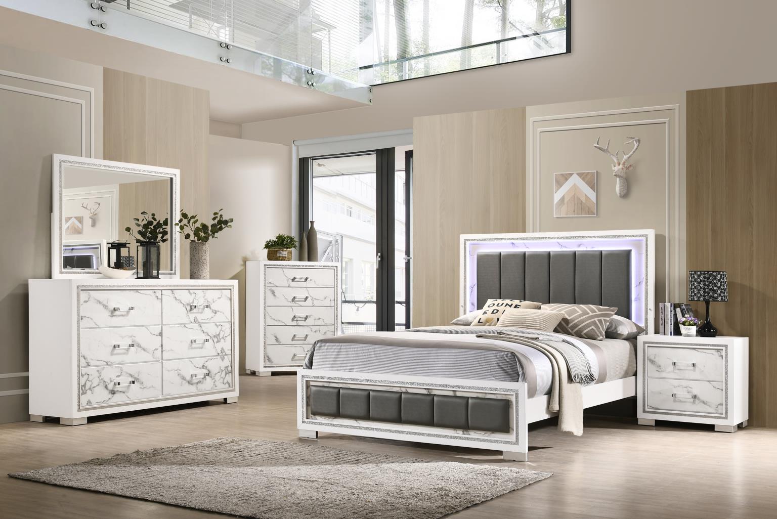 WHITE QUEEN BED
