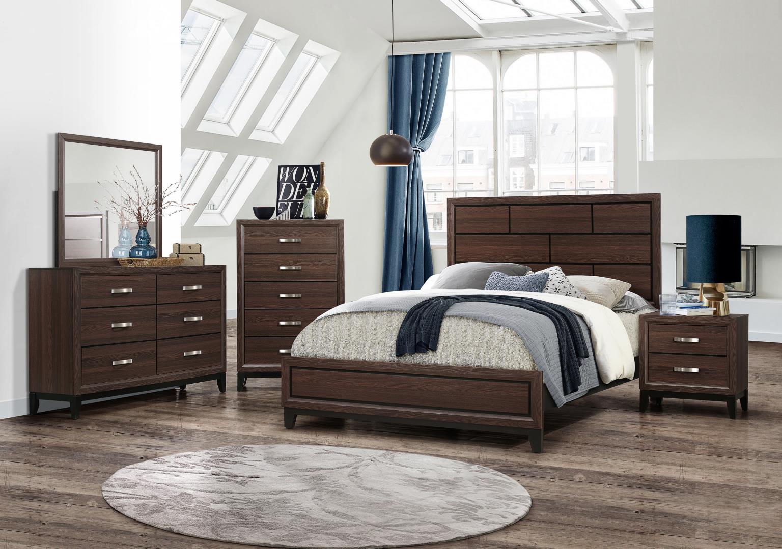 KING BED FRAME - DRESSER - MIRROR - CHEST - NIGHTSTAND