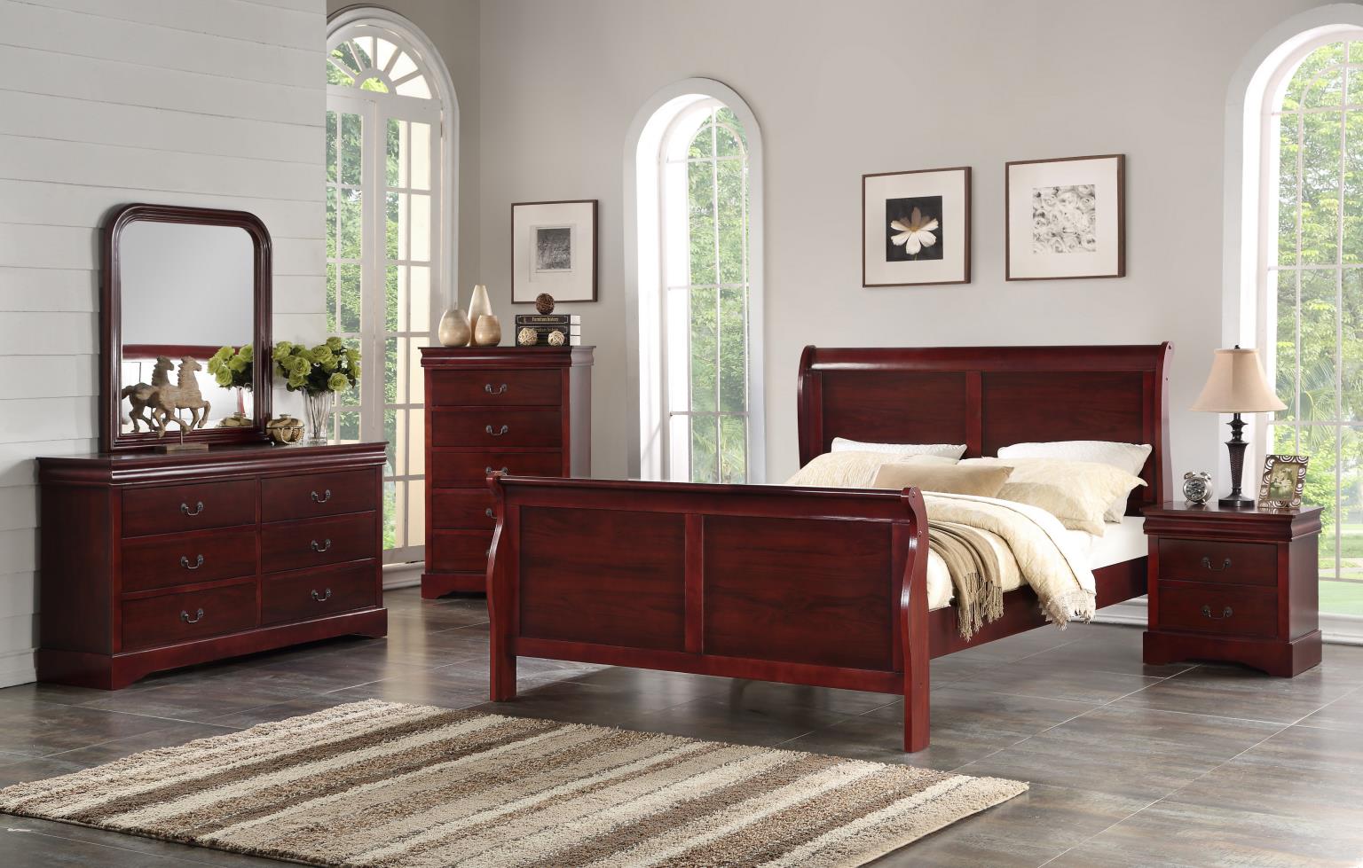 FULL BED FRAME - DRESSER - MIRROR - CHEST - NIGHTSTAND