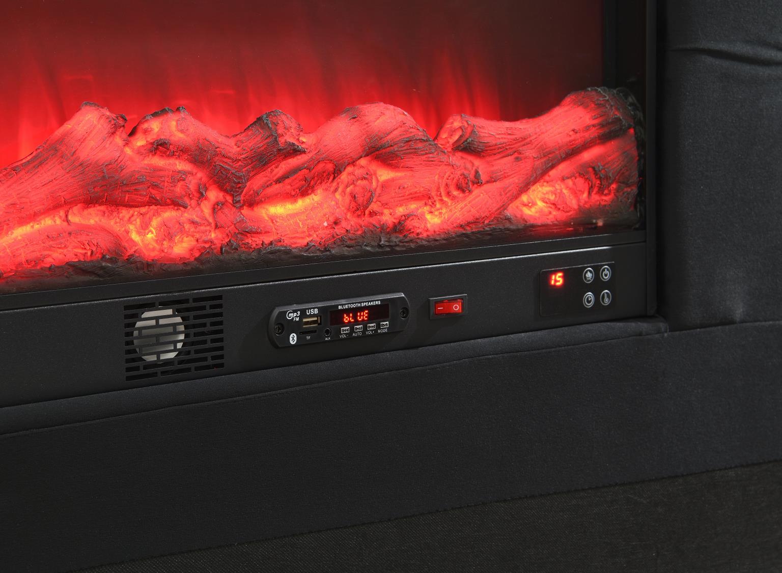 BLACK VELVET KING BED W/FIREPLACE, TV MOUNT & BLUETOOTH SPEAKER & USB view 5