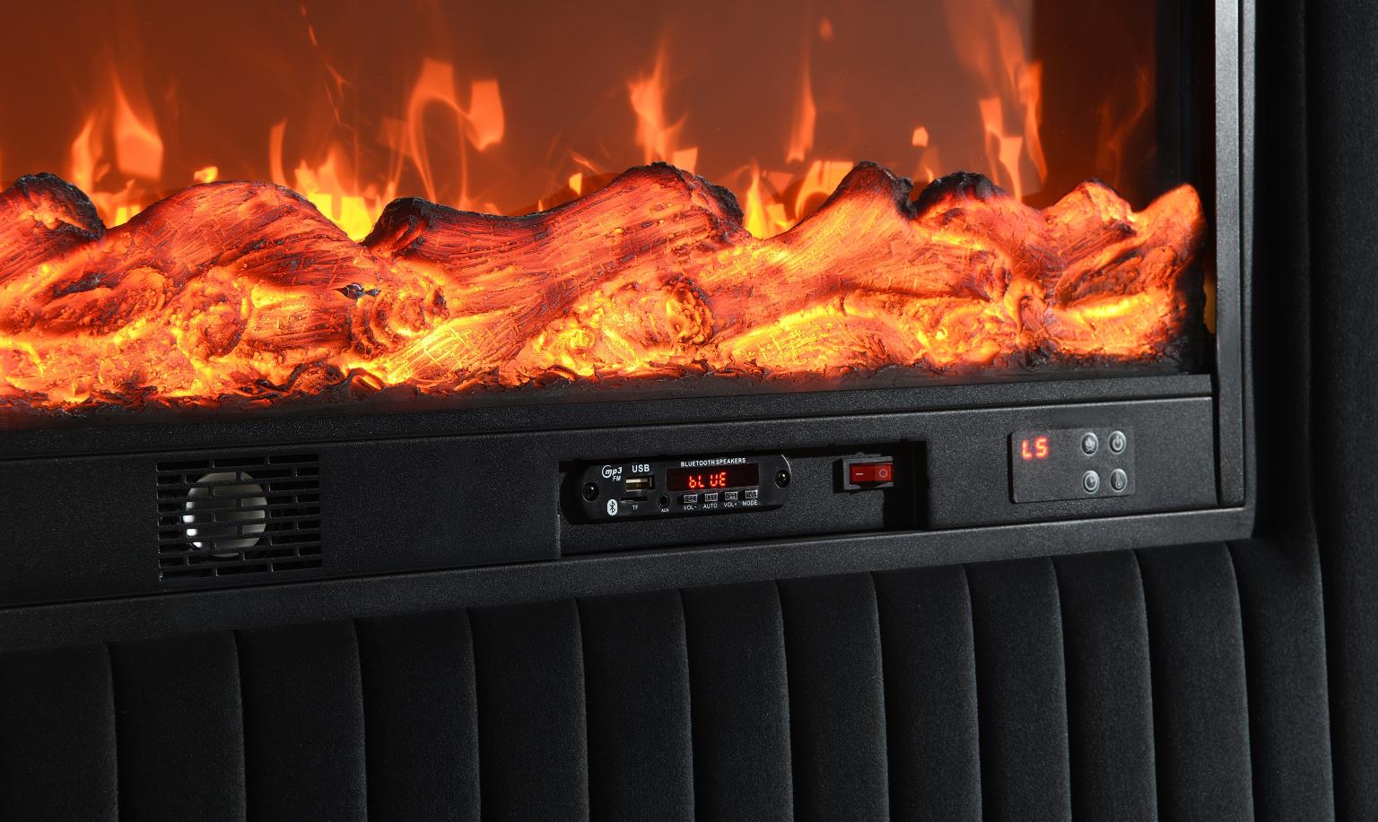 BLACK VELVET KING BED W/FIREPLACE & BLUETOOTH SPEAKER & USB view 3