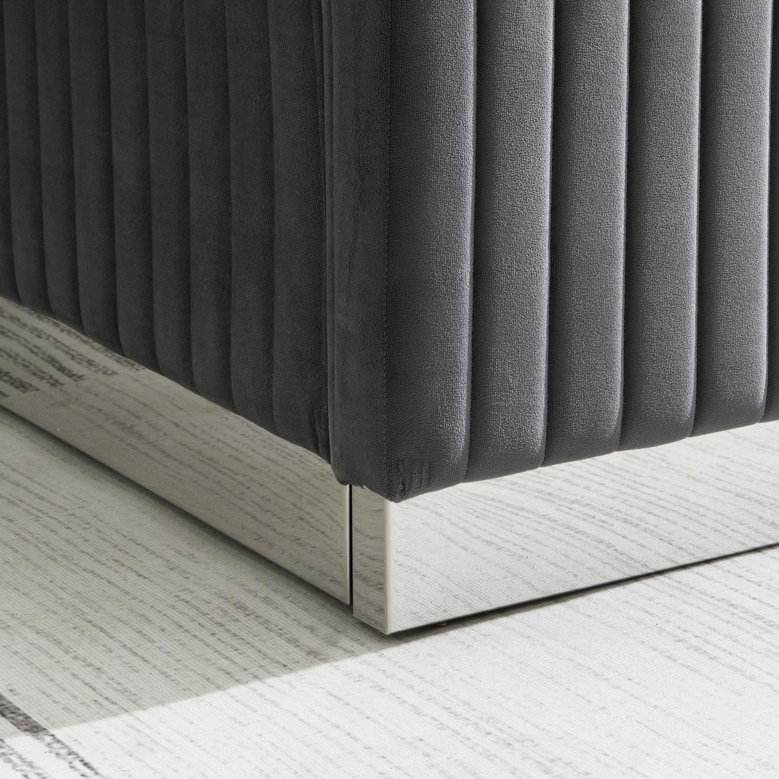 GRAY VELVET KING BED W/FIREPLACE & BLUETOOTH SPEAKER & USB view 5