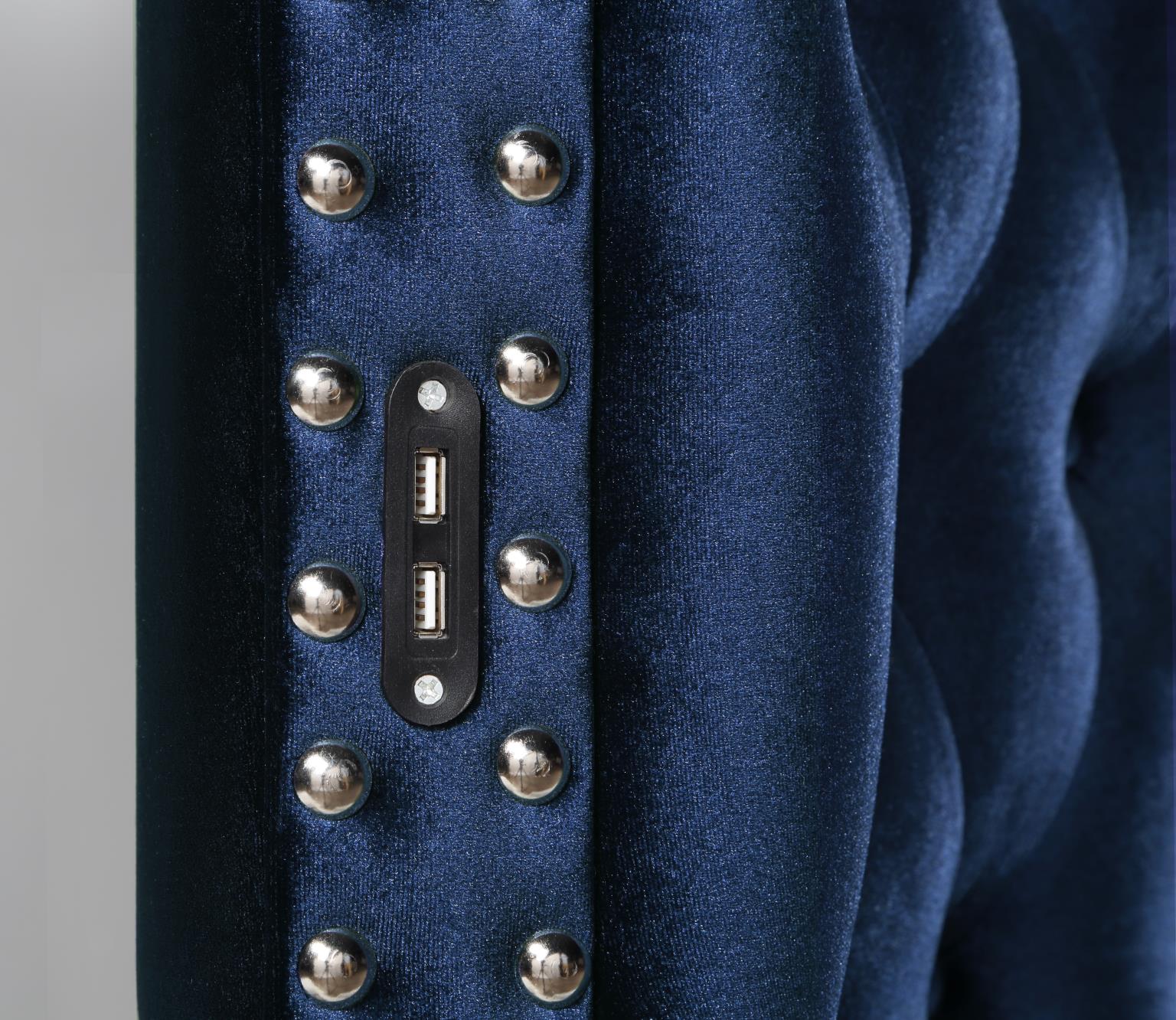 BLUE VELVET KING BED W/BLUETOOTH SPEAKER & USB view 3