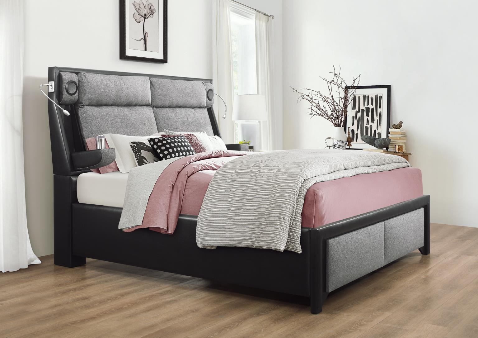 BLACK BLUETOOTH KING BED