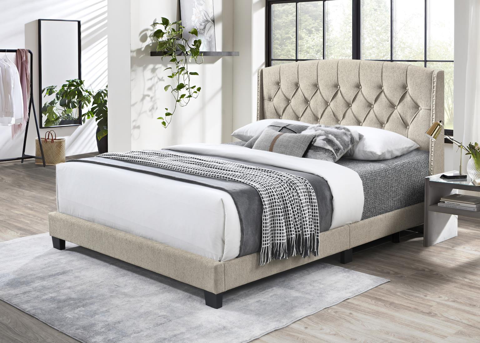 BEIGE QUEEN BED