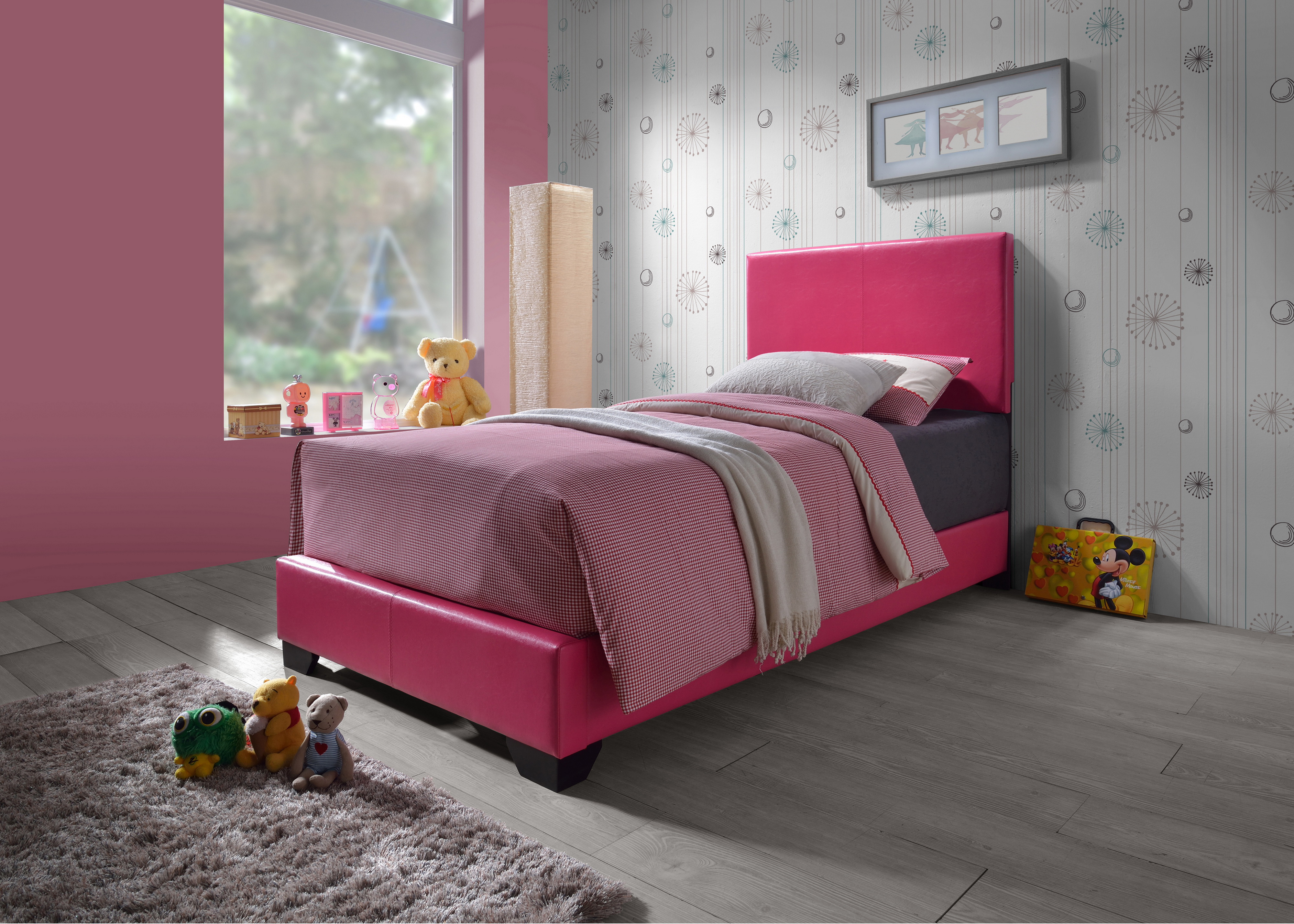 PINK PU FULL BED view 2