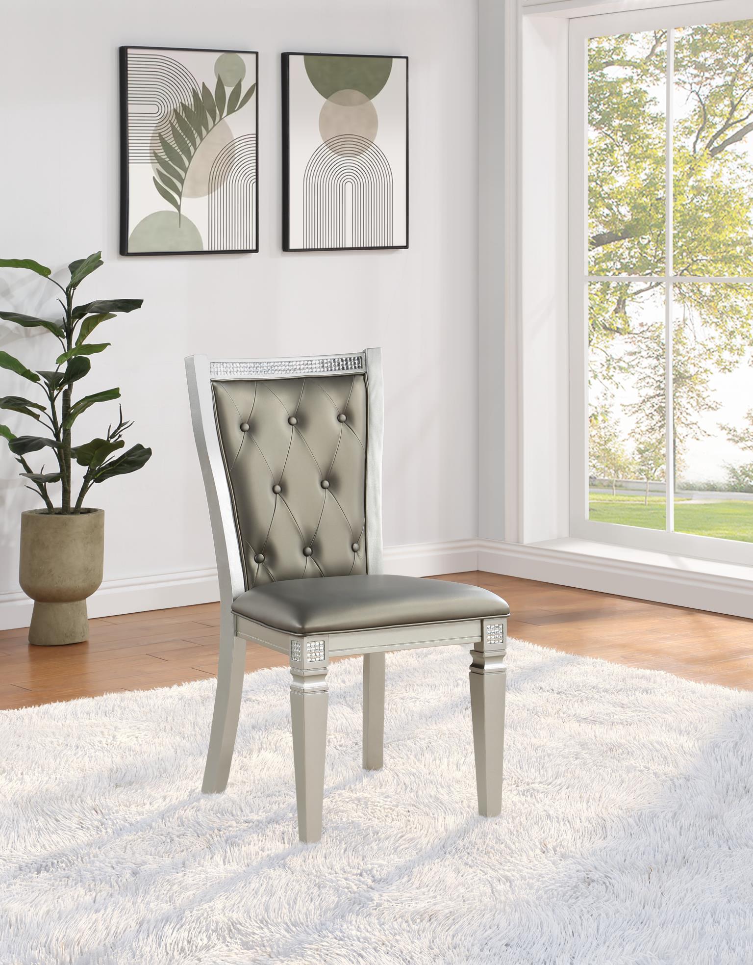 SILVER SHIMMER RECT DINING TABLE view 4