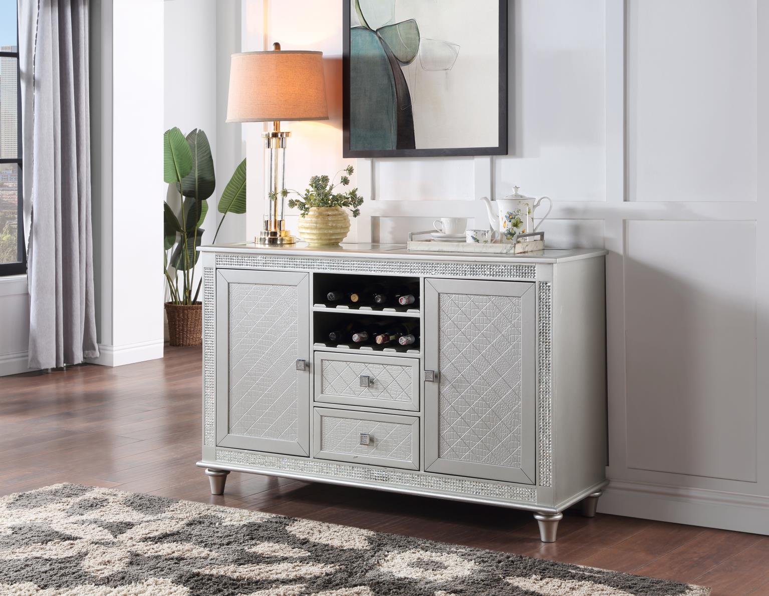 SILVER SHIMMER RECT DINING TABLE view 5