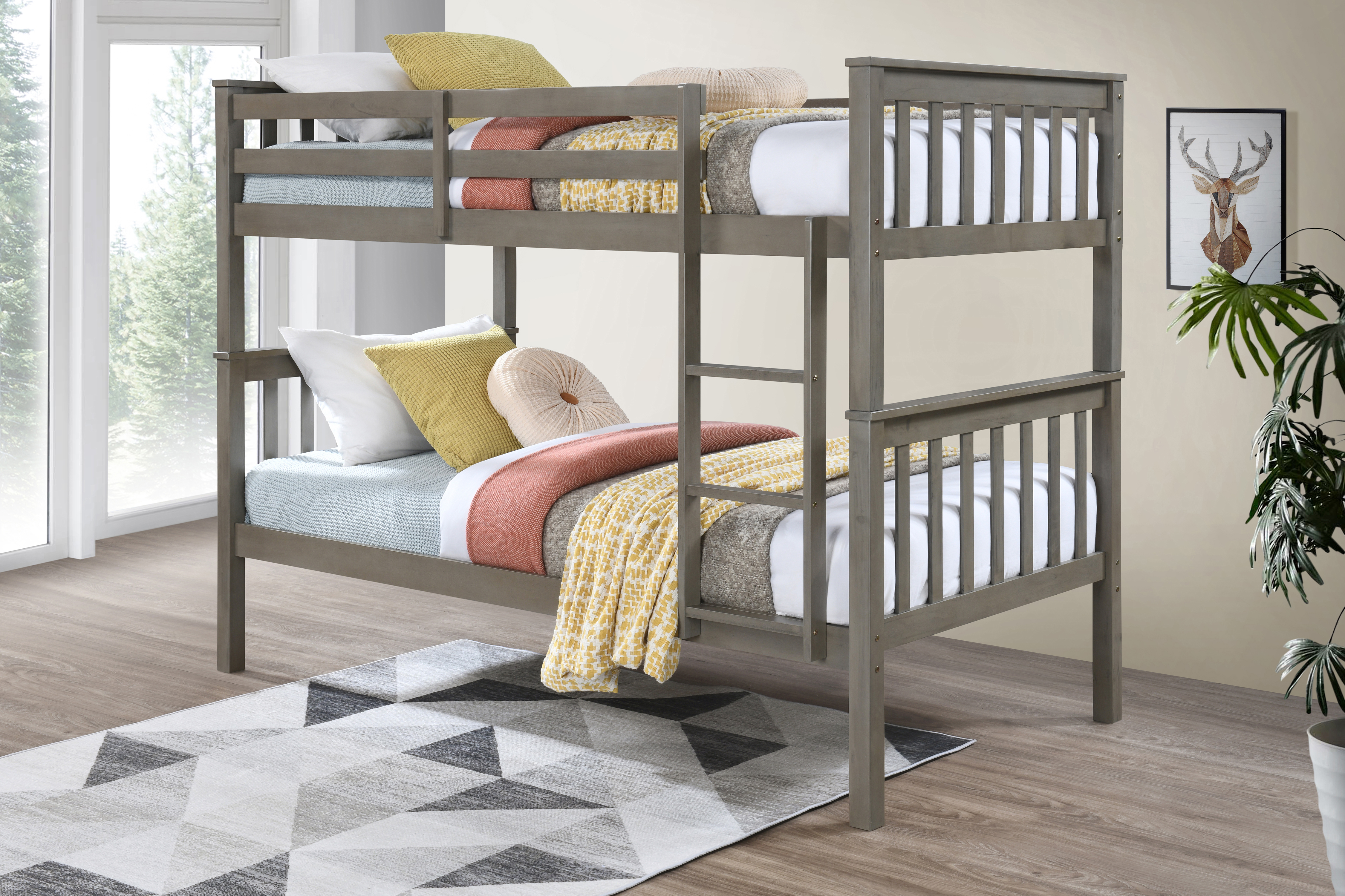 LIGHT GRAY TWIN/TWIN BUNK BED view 2