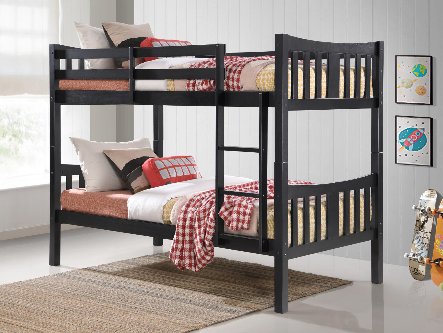 BLACK TWIN/TWIN BUNK BED