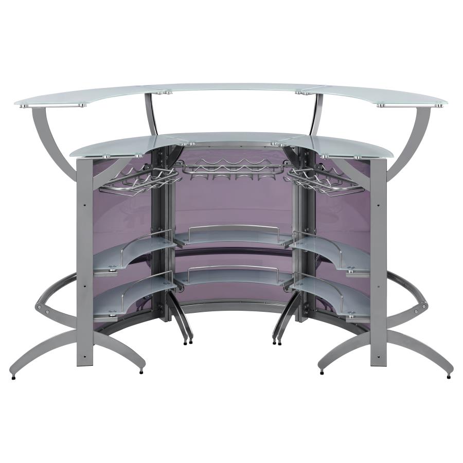 Dallas 3-piece Curved Freestanding Home Bar Cabinet Silver view 8