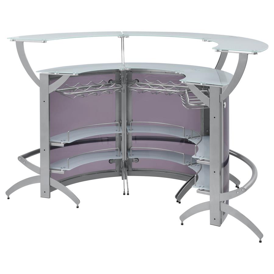Dallas 3-piece Curved Freestanding Home Bar Cabinet Silver view 9