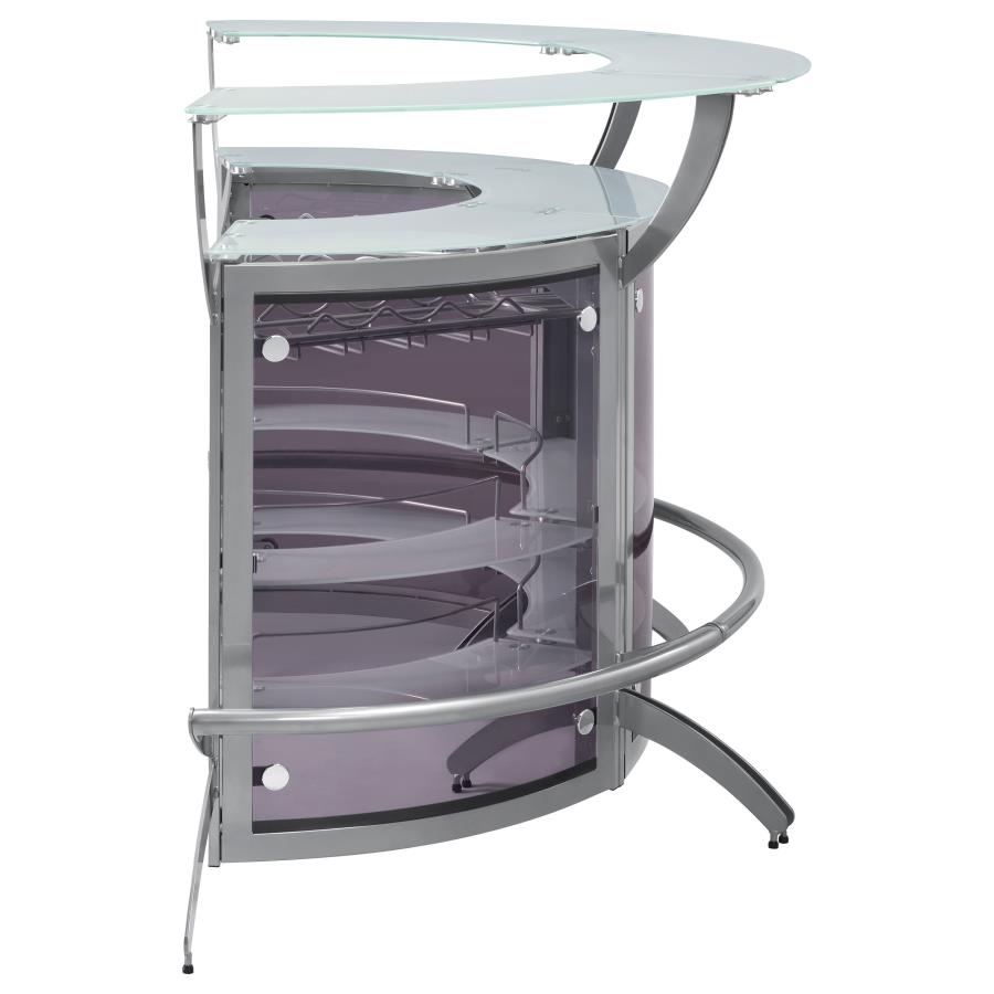 Dallas 3-piece Curved Freestanding Home Bar Cabinet Silver view 10