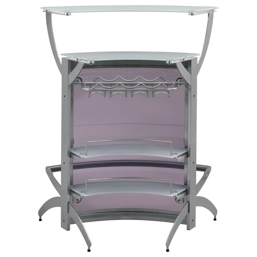 Dallas 2-shelf Curved Freestanding Home Bar Cabinet Silver view 8
