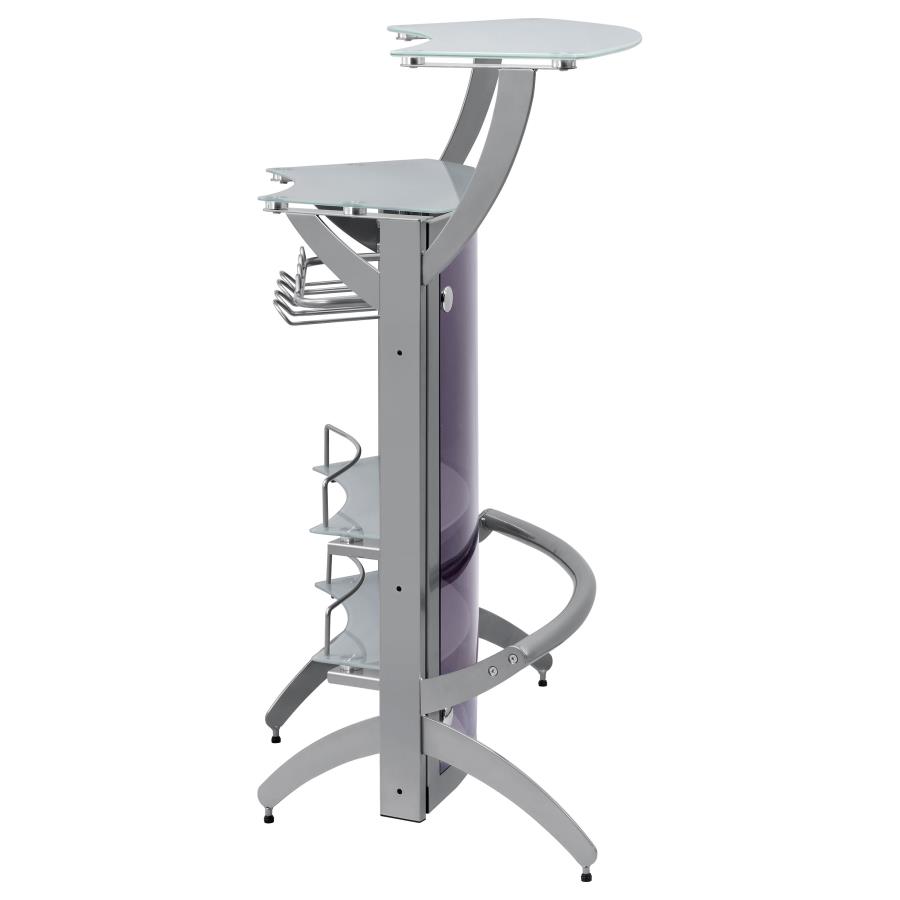 Dallas 2-shelf Curved Freestanding Home Bar Cabinet Silver view 10