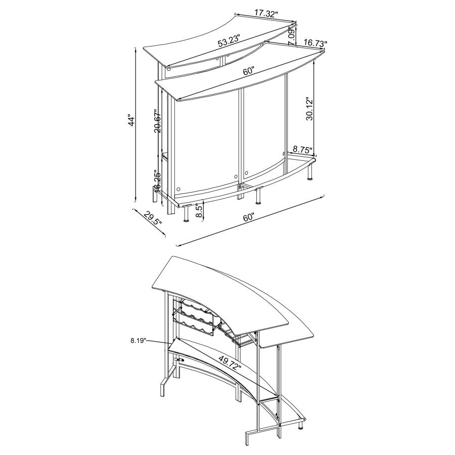 Keystone Curved Glass Top Home Bar Wine Cabinet Black view 9