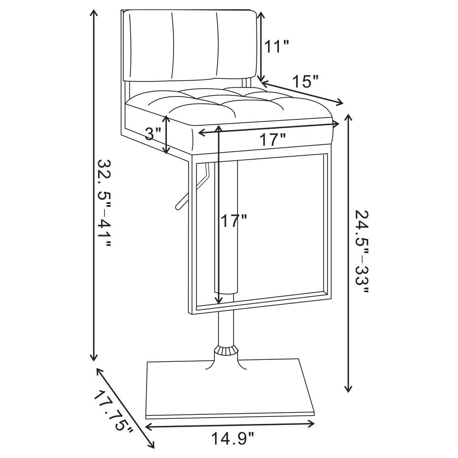 Alameda Adjustable Bar Stool Chrome and White view 10