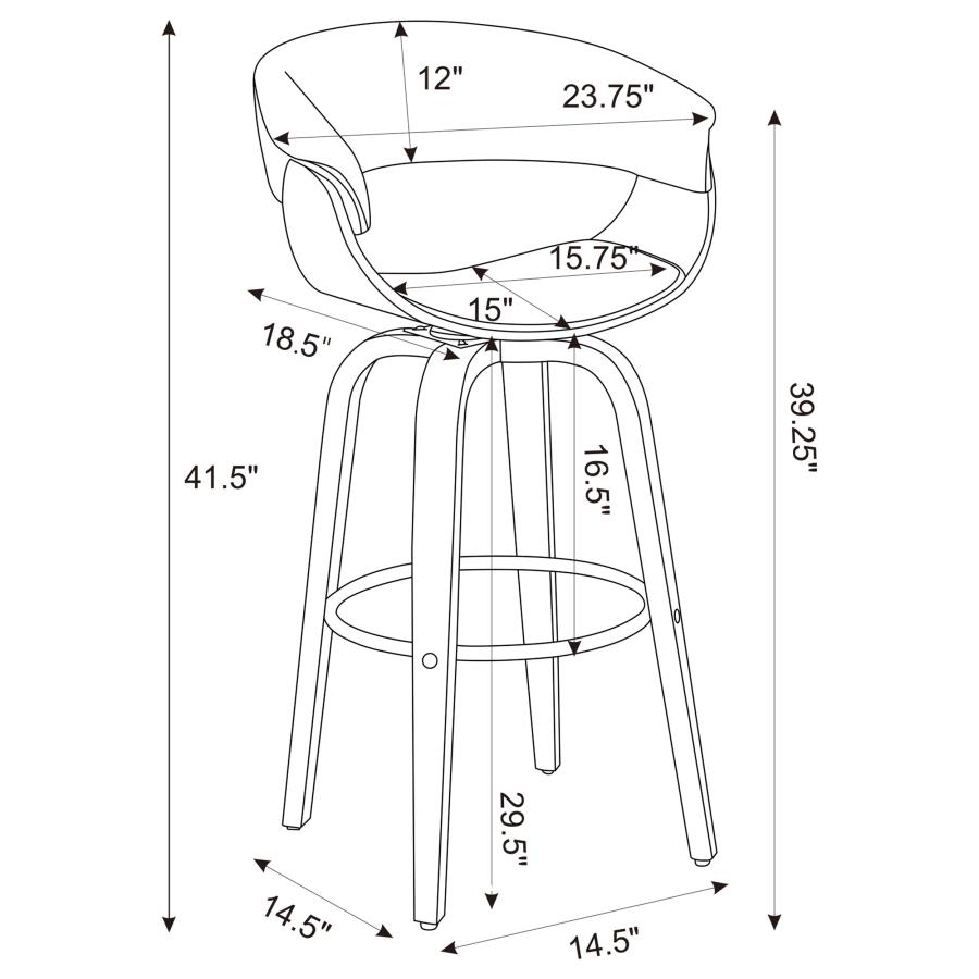 Zion Upholstered Swivel Bar Stool Walnut and Black view 13