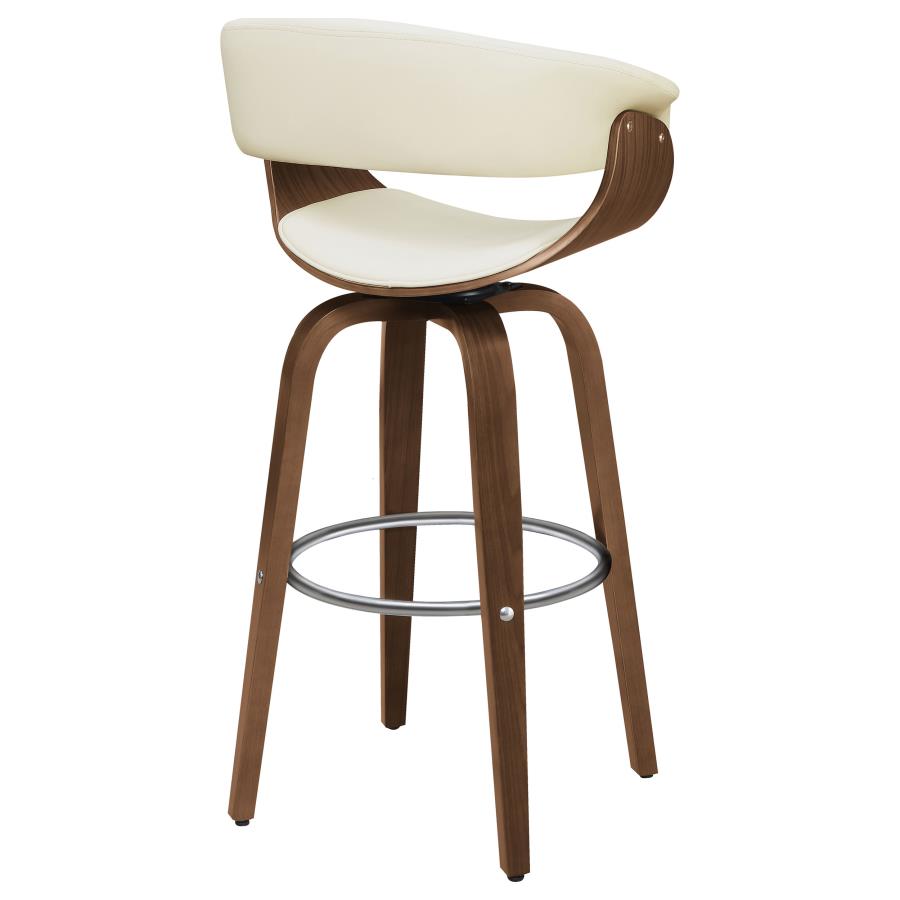 Zion Upholstered Swivel Bar Stool Walnut and Ecru view 8