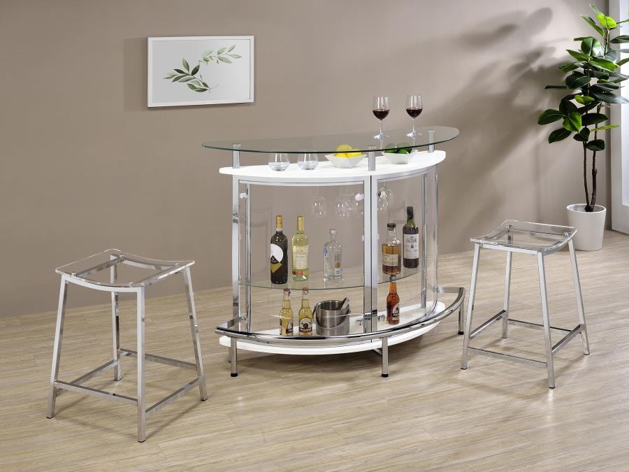 Amarillo Freestanding Glass Top Home Bar Wine Cabinet White view 14