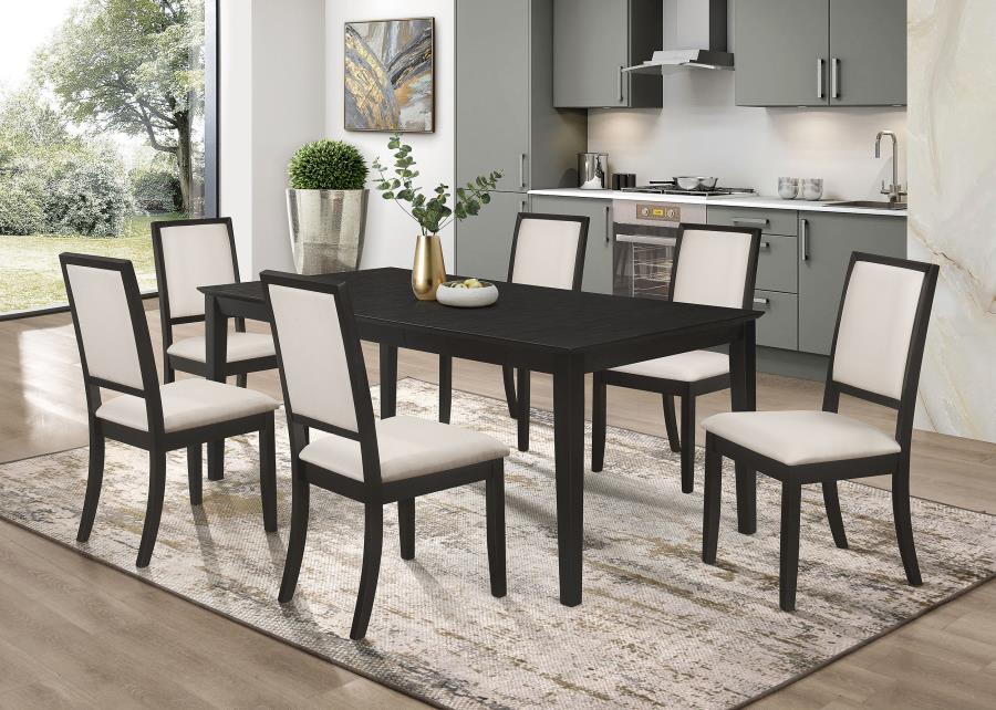 Louise Upholstered Wood Dining Side Chair Black (Set of 2) view 14