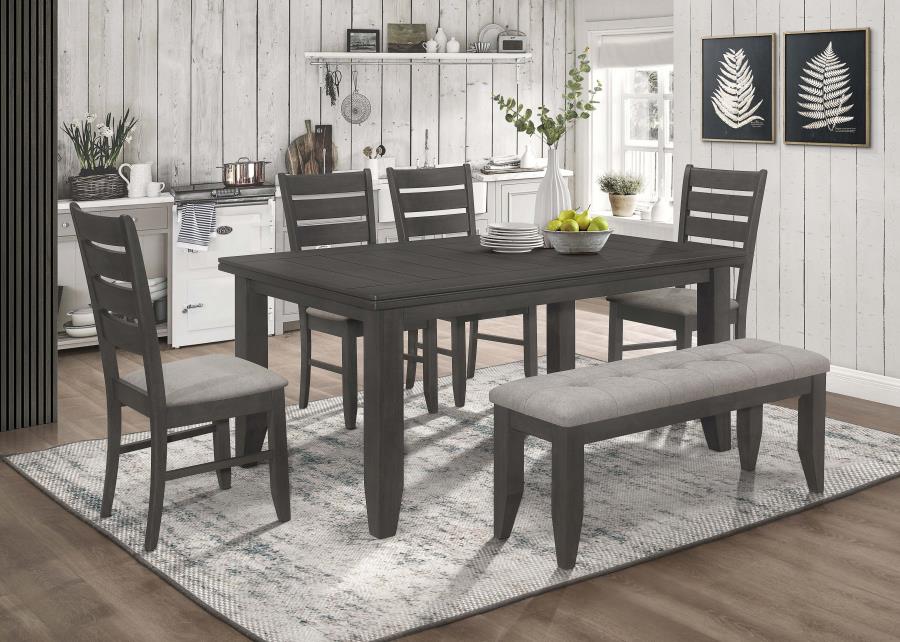 Dalila Fabric Upholstered Wood Dining Bench Dark Grey view 10