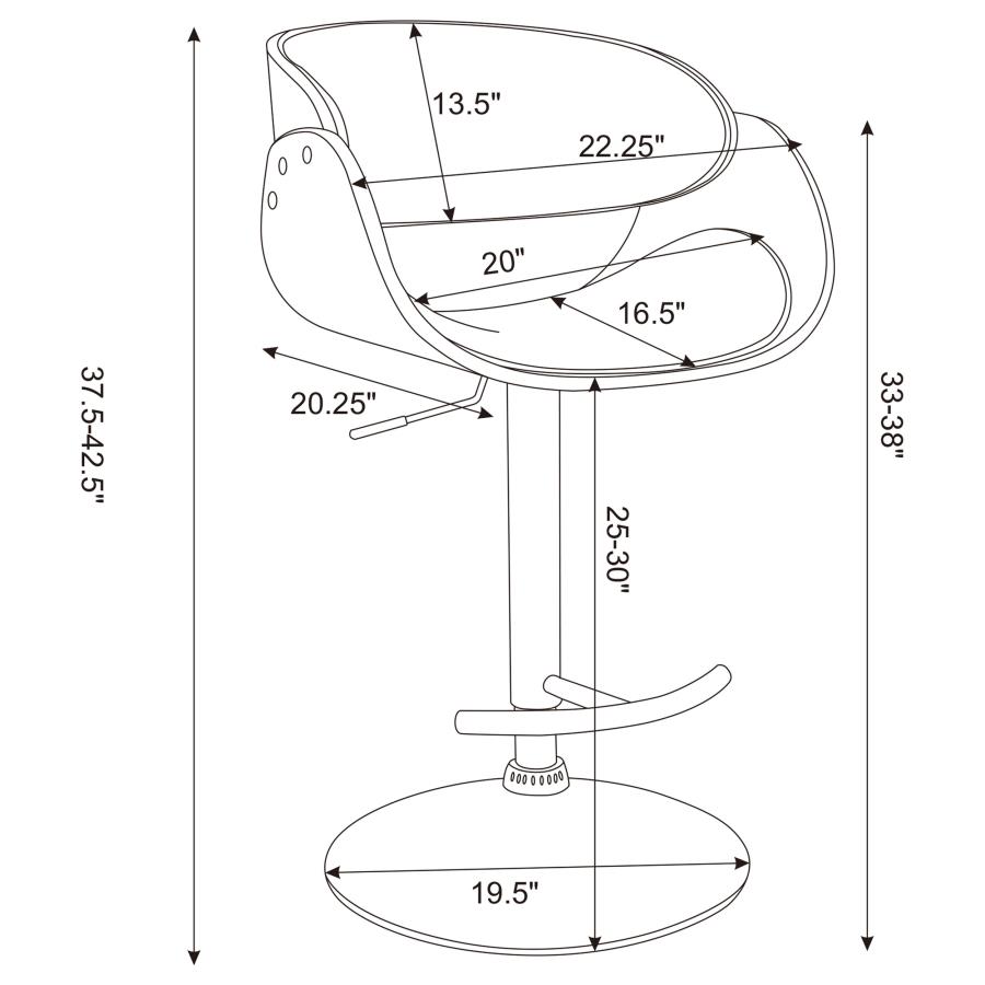 Dana Adjustable Bar Stool Ecru and Chrome view 12