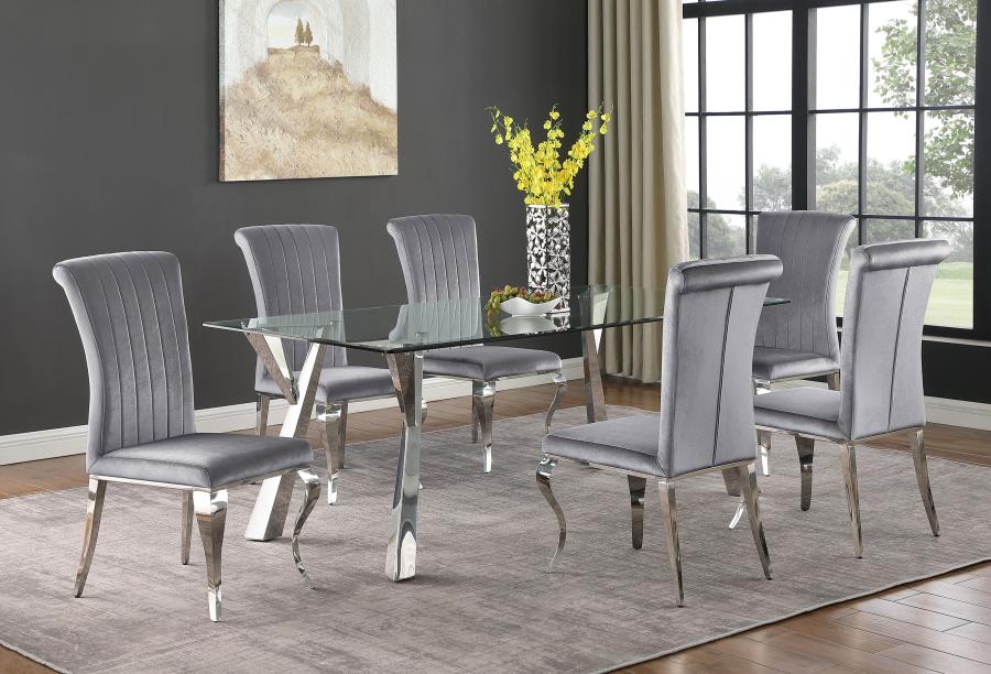 Betty Velvet Upholstered Dining Side Chair Grey (Set of 4) view 11