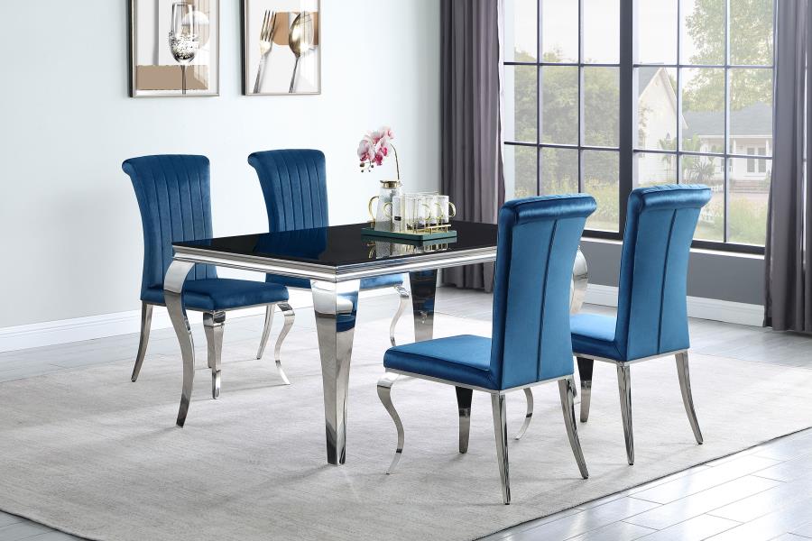 Betty Velvet Upholstered Dining Side Chair Blue (Set of 4) view 12