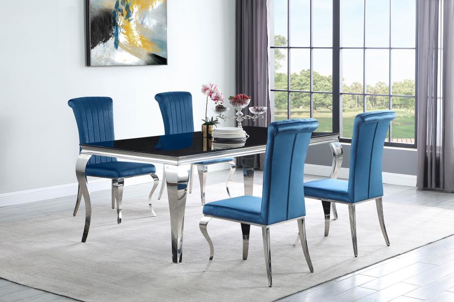Betty Velvet Upholstered Dining Side Chair Blue (Set of 4) view 14