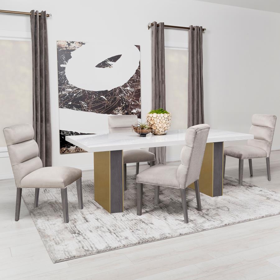 Carla Velvet Upholstered Dining Side Chair Stone (Set of 2) view 18