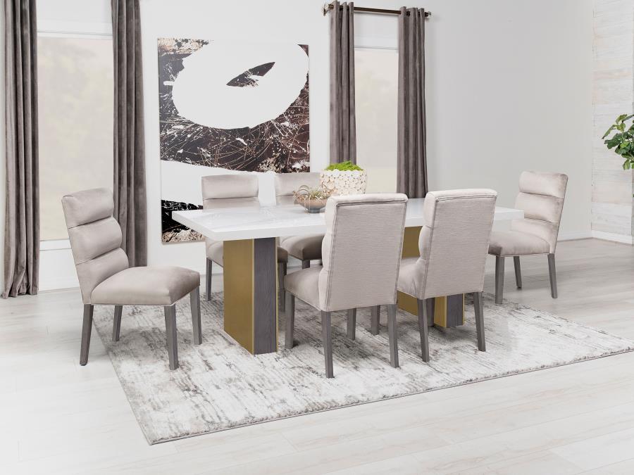 Carla Velvet Upholstered Dining Side Chair Stone (Set of 2) view 19