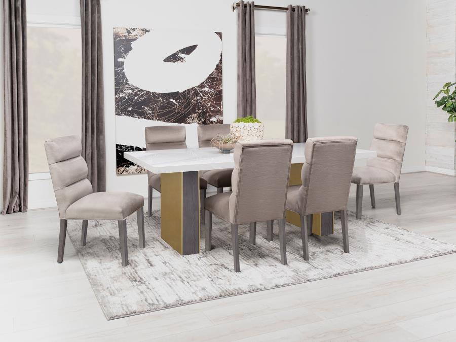 Carla Velvet Upholstered Dining Side Chair Stone (Set of 2) view 20