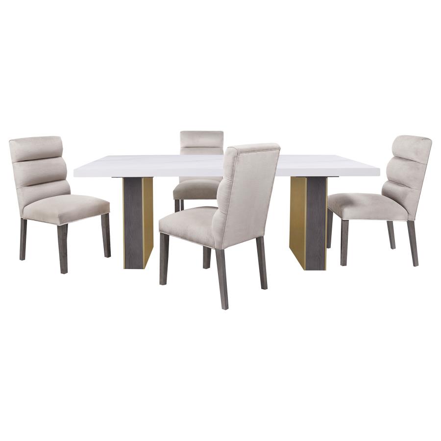 Carla Velvet Upholstered Dining Side Chair Stone (Set of 2) view 13