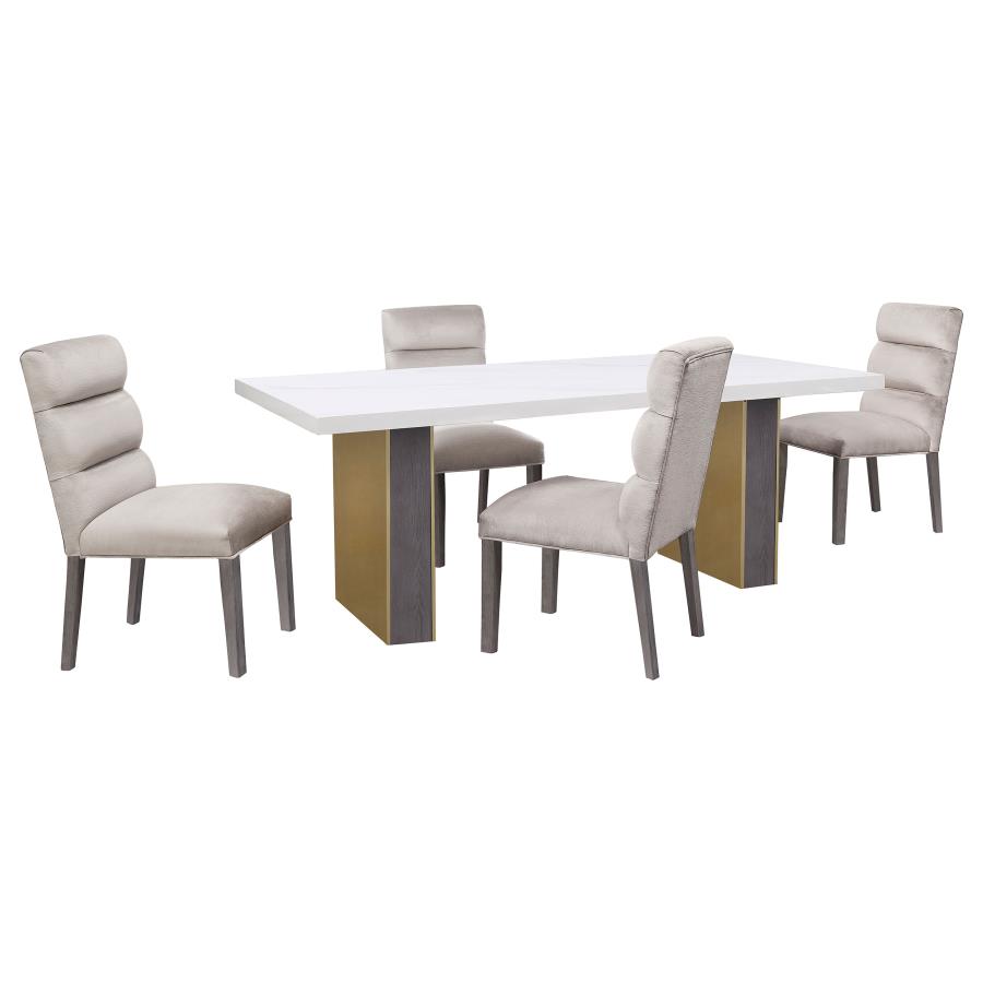 Carla Velvet Upholstered Dining Side Chair Stone (Set of 2) view 14