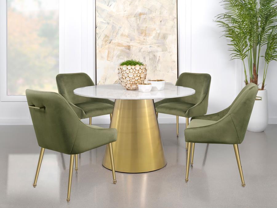 Ambrose Round 50-inch Marble Top Dining Table Brushed Gold view 10
