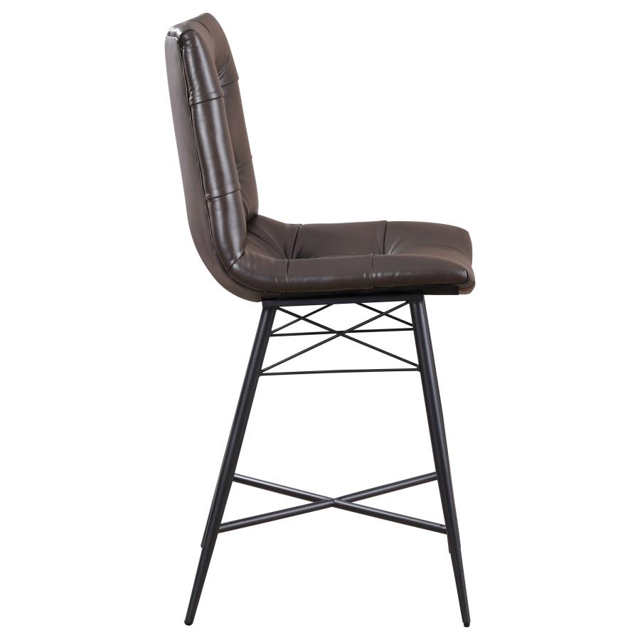 Aiken Upholstered Tufted Counter Chair Brown (Set of 2) view 9