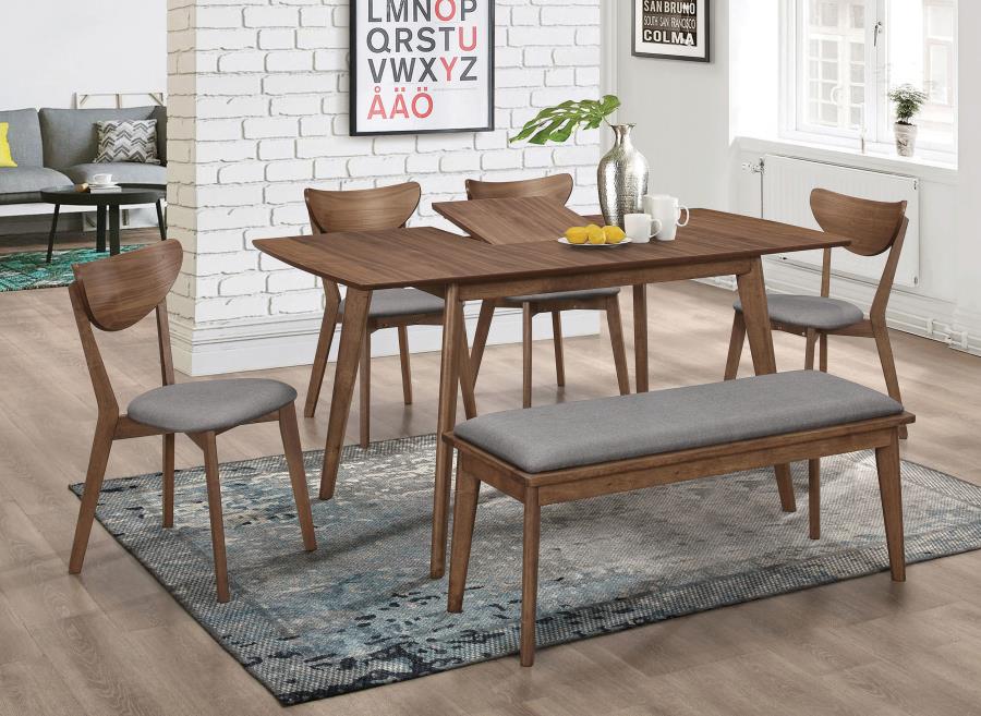 Alfredo Upholstered Dining Bench Grey and Natural Walnut view 10