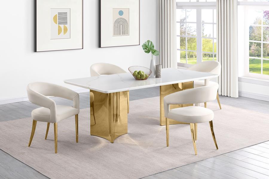 Tevlin Rectangular 79-inch Marble Top Dining Table White view 9