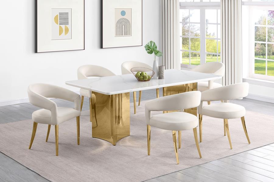 Tevlin Rectangular 79-inch Marble Top Dining Table White view 10