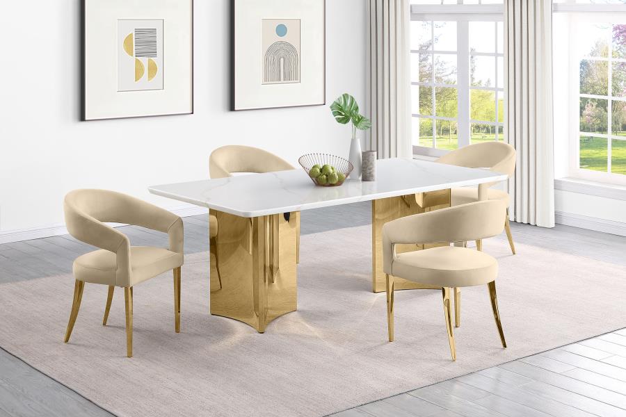 Tevlin Rectangular 79-inch Marble Top Dining Table White view 11