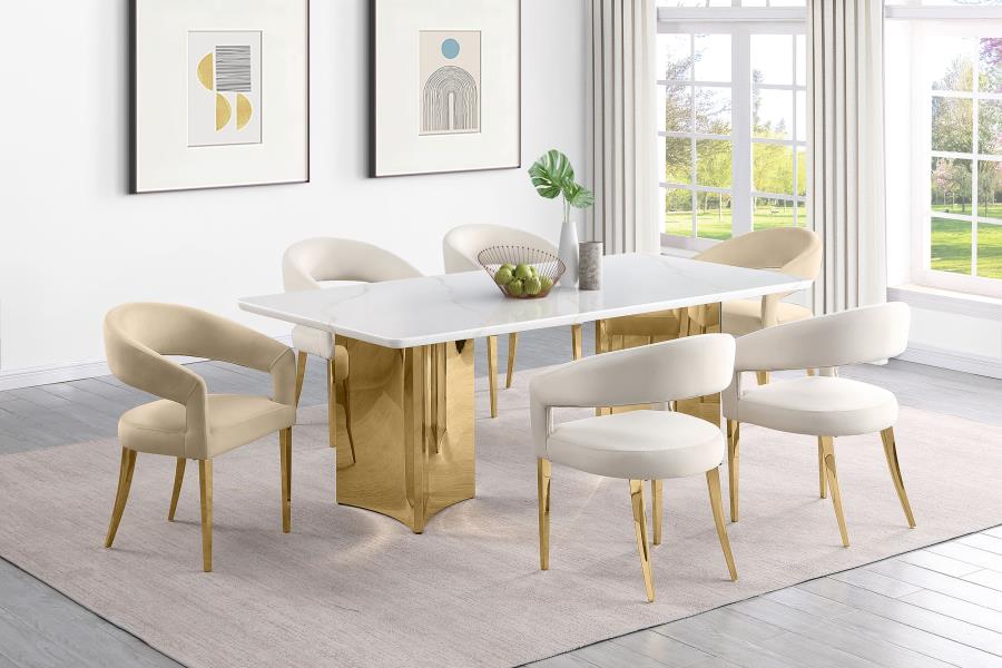 Tevlin Rectangular 79-inch Marble Top Dining Table White view 13