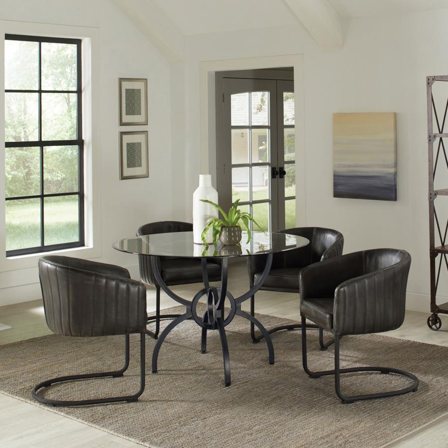 Aviano Round Metal Dining Table Base Gunmetal view 8