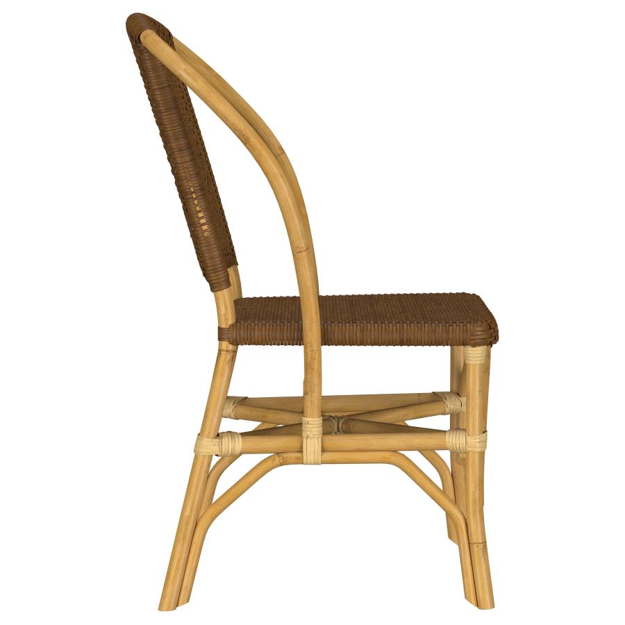 Lexley Woven Rattan Dining Side Chair Brown (Set of 2) view 9
