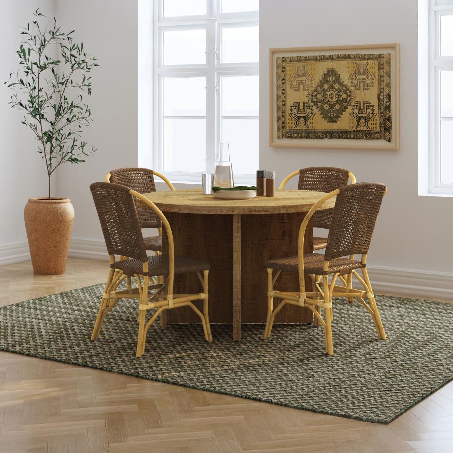 Lexley Woven Rattan Dining Side Chair Brown (Set of 2) view 11