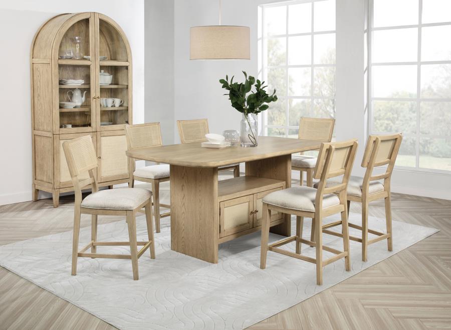 Kailani 4-Door Cane Dining Vitrine Display Cabinet Beige Oak view 18